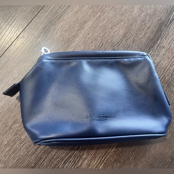 Salvatore Ferragamo Midnight Blue Leather Pouch - Picture 1 of 5